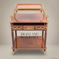 Louis XVI Neoclassical Tea Trolley | Burl Wood & Antique Brass Ormolu