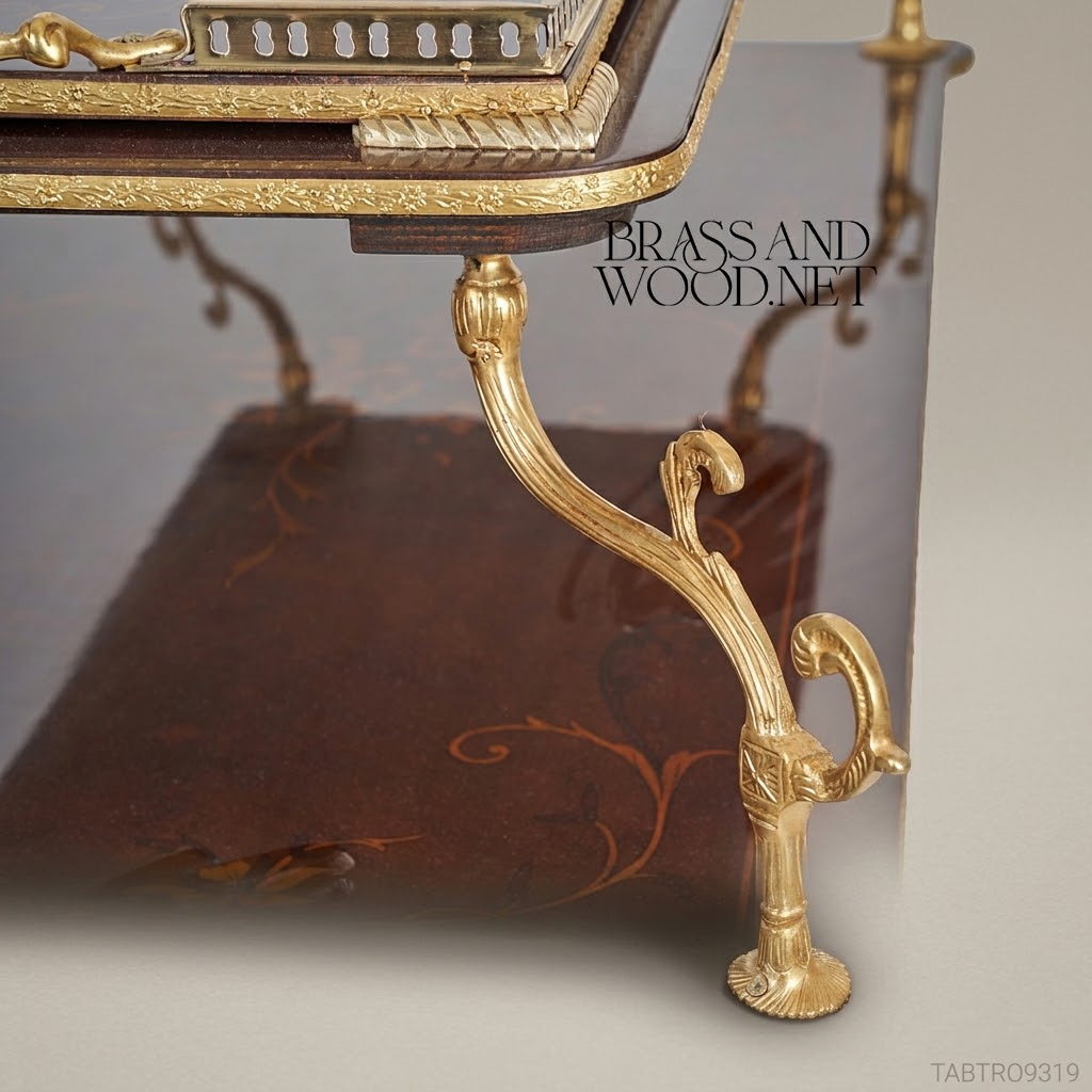 Louis XVI Neoclassical Tea Trolley | Mahogany & Antique Brass Marquetry