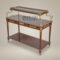 Louis XVI Neoclassical Tea Trolley | Mahogany & Antique Brass Marquetry