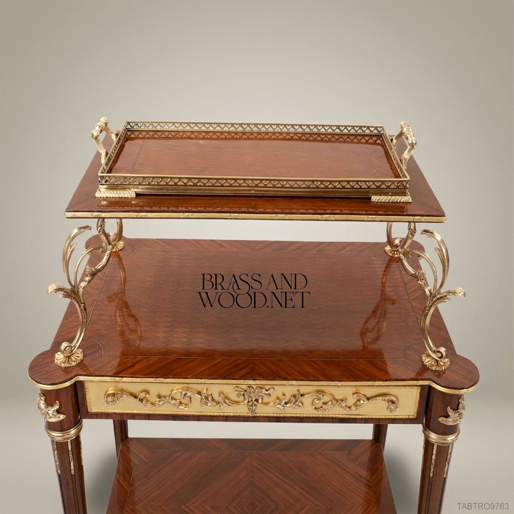 Louis XVI Neoclassical Tea Trolley | Mahogany & Antique Brass Ormolu