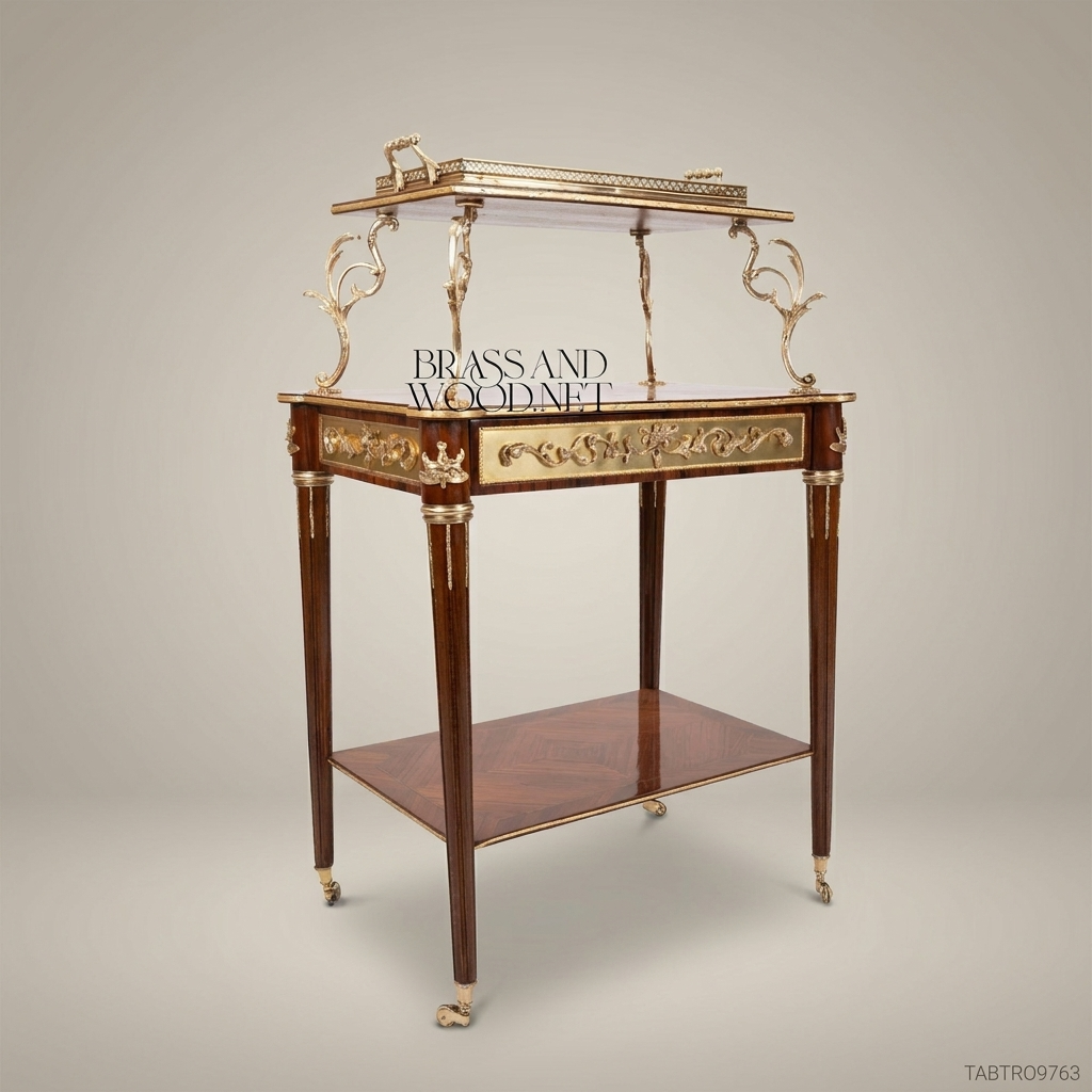 Louis XVI Neoclassical Tea Trolley | Mahogany & Antique Brass Ormolu