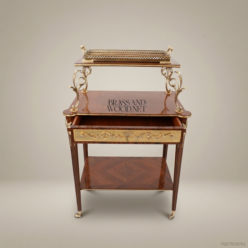Louis XVI Neoclassical Tea Trolley | Mahogany & Antique Brass Ormolu