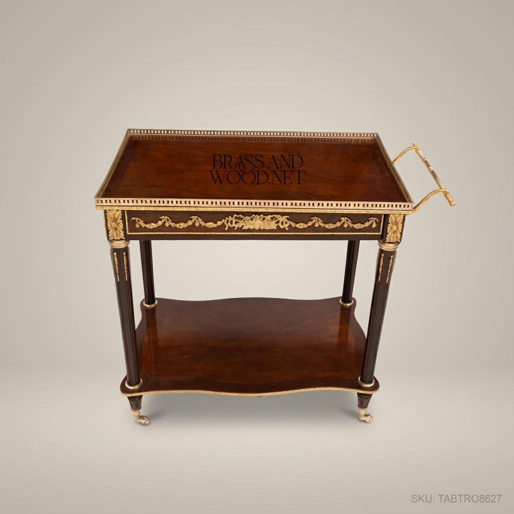 Louis XVI Neoclassical Tea Trolley | Mahogany & Ormolu Brass