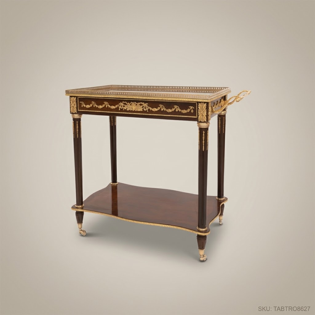 Louis XVI Neoclassical Tea Trolley | Mahogany & Ormolu Brass