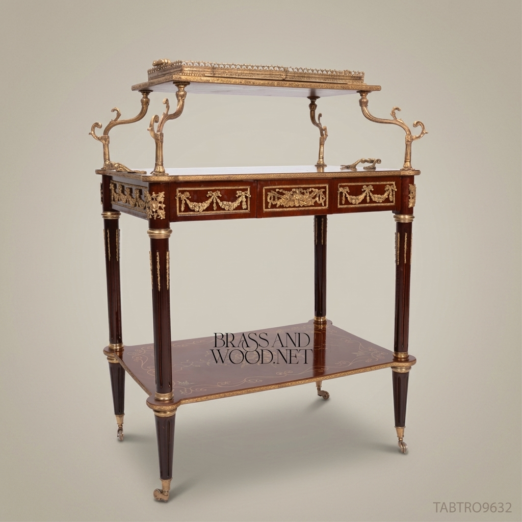 Louis XVI Neoclassical Tea Trolley | Mahogany & Gilt Bronze
