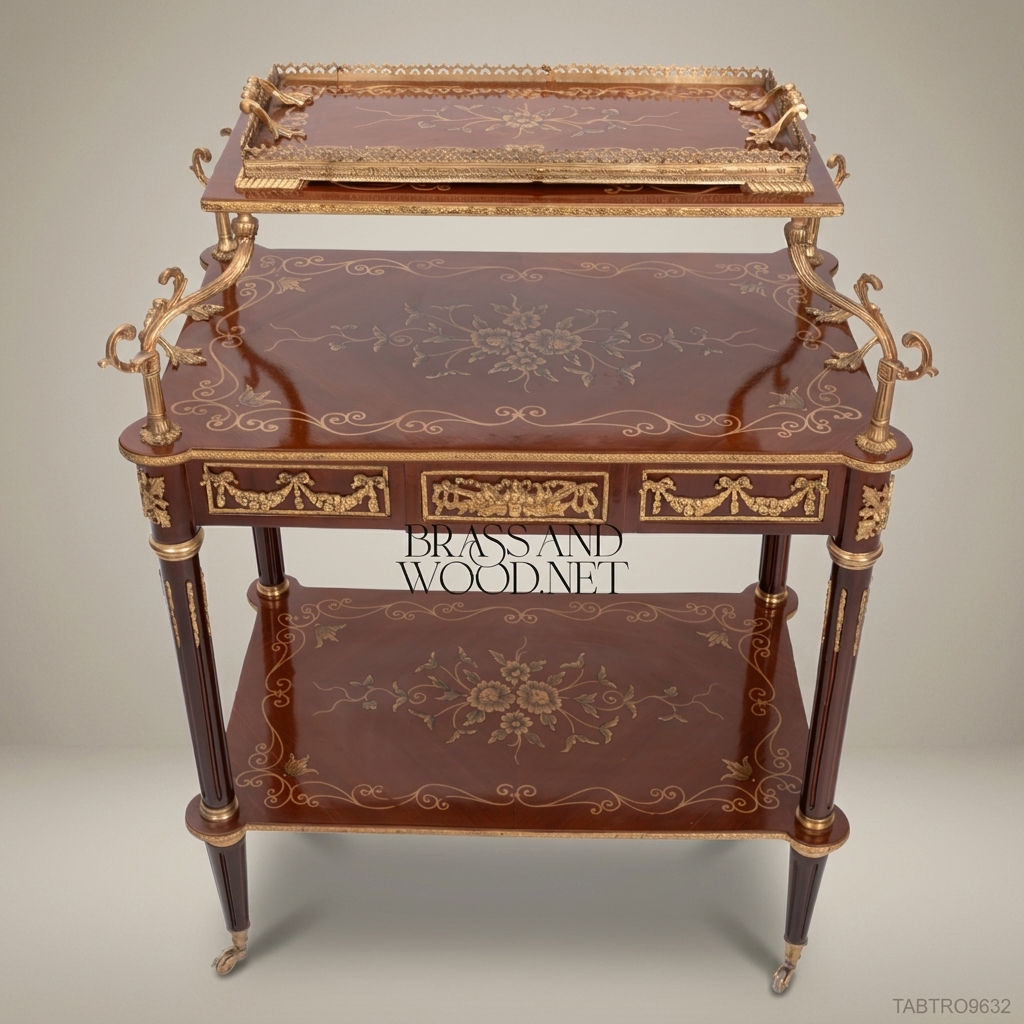 Louis XVI Neoclassical Tea Trolley | Mahogany & Gilt Bronze