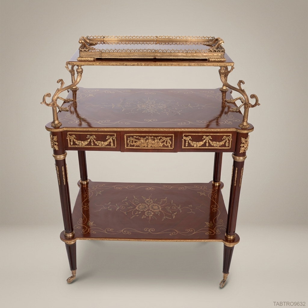 Louis XVI Neoclassical Tea Trolley | Mahogany & Gilt Bronze