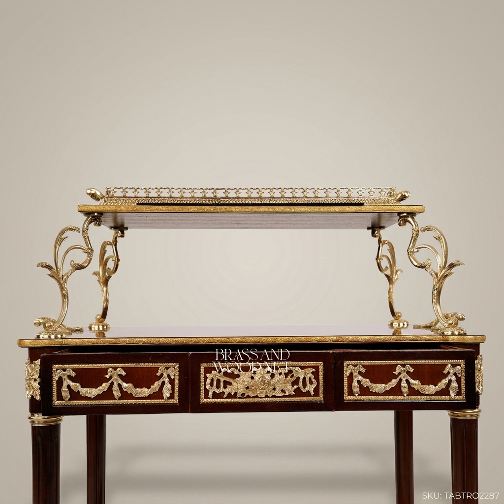 Louis XVI Tea Trolley – Mahogany & Gilt Bronze Marquetry