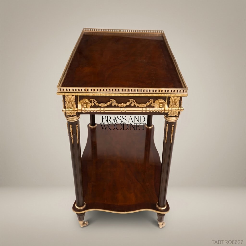 Louis XVI Neoclassical Tea Trolley | Mahogany & Ormolu Brass