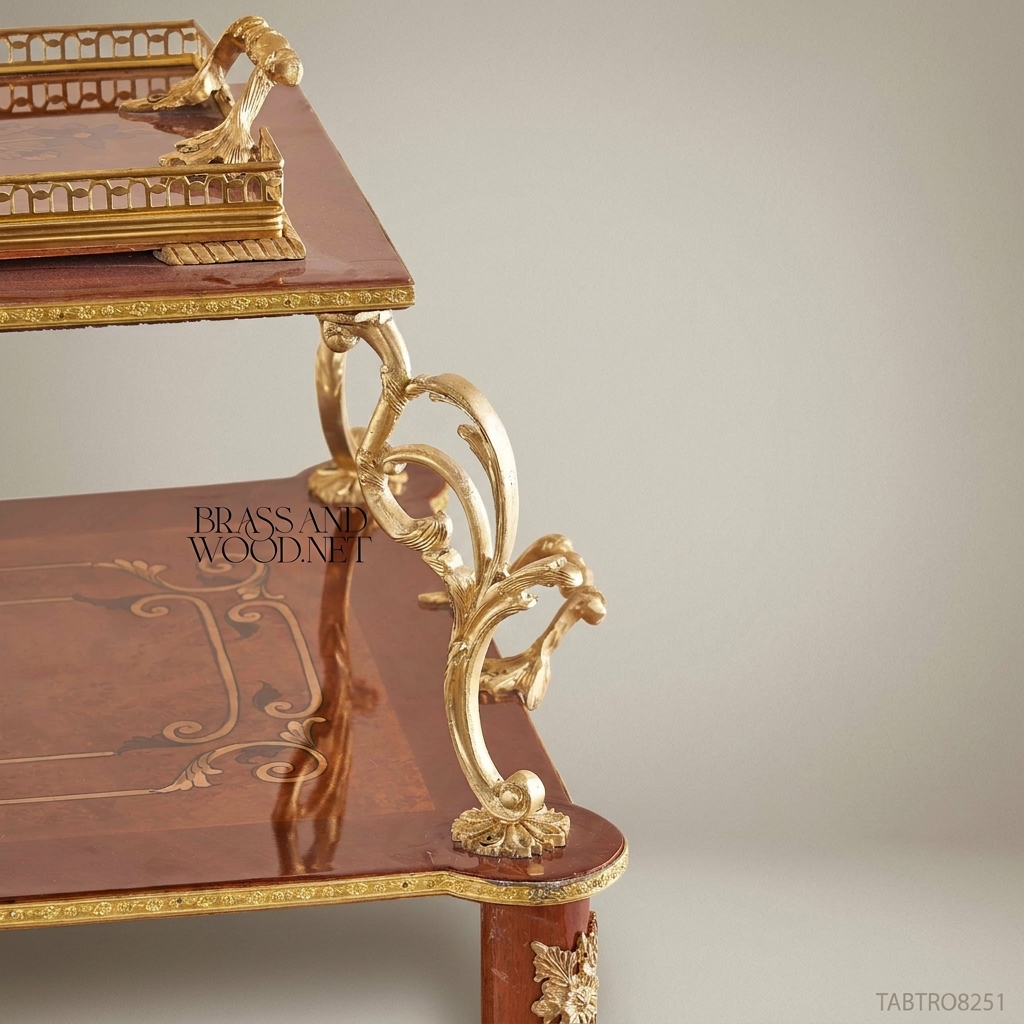 Louis XVI Neoclassical Tea Trolley with Ormolu Mounts & Marquetry