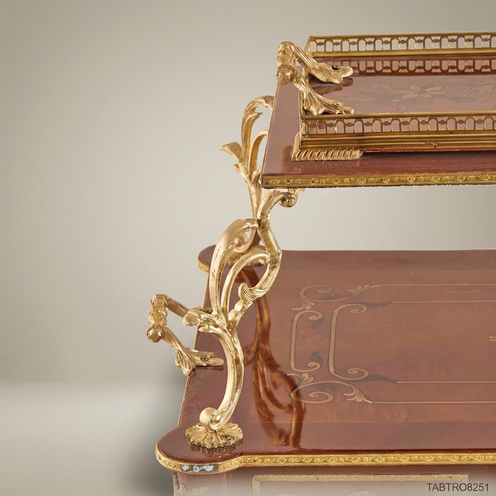 Louis XVI Neoclassical Tea Trolley with Ormolu Mounts & Marquetry