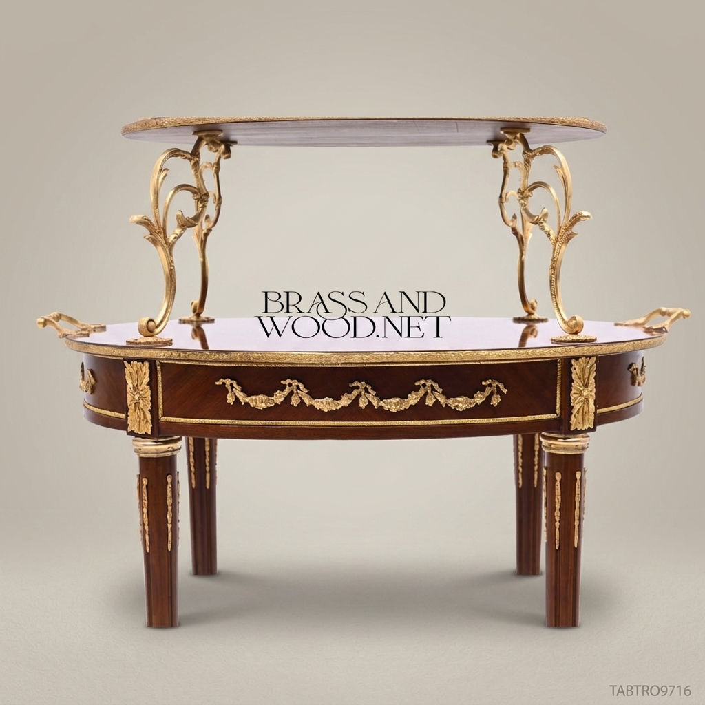 Louis XVI Neoclassical Two-Tier Tea Trolley – Mahogany & Ormolu Brass