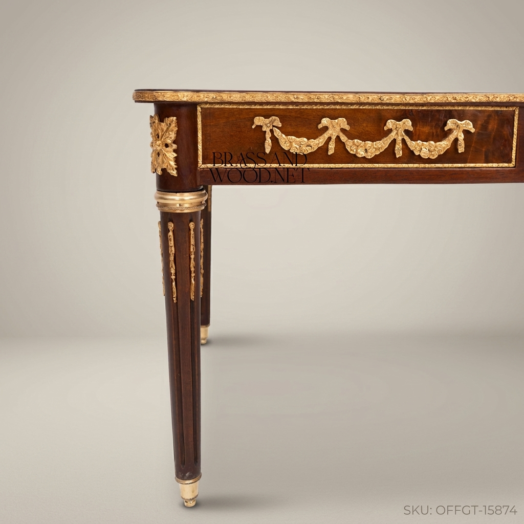 Louis XVI Neoclassical Writing Desk – Mahogany with Marquetry & Gilt Bronze Mounts