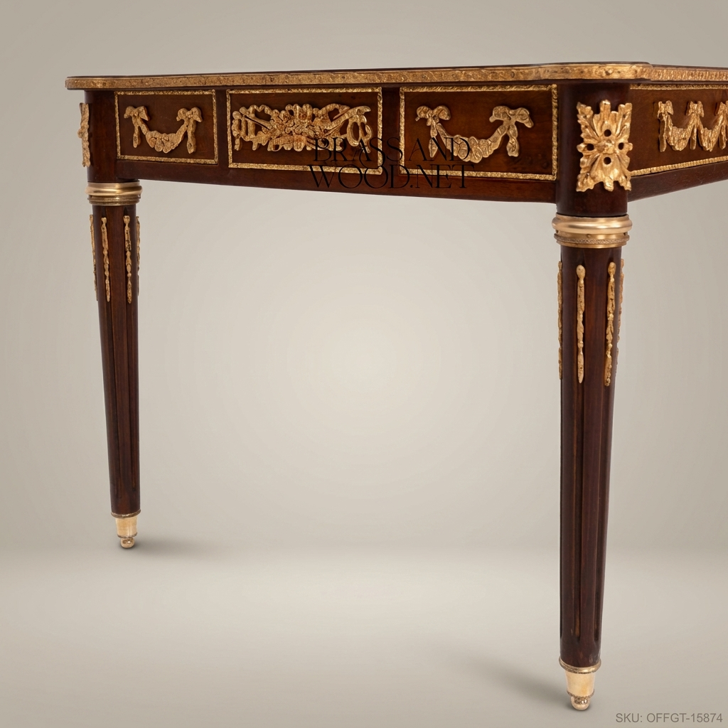 Louis XVI Neoclassical Writing Desk – Mahogany with Marquetry & Gilt Bronze Mounts