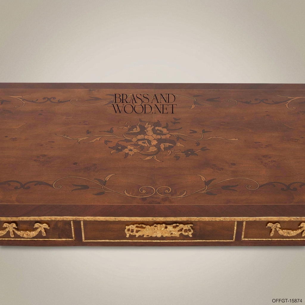 Louis XVI Neoclassical Writing Desk – Mahogany with Marquetry & Gilt Bronze Mounts