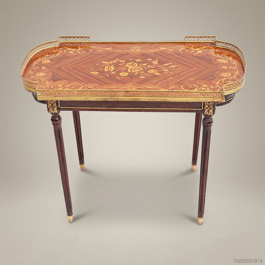 Louis XVI Nesting Service Tables – Marquetry Inlay & Brass Gallery