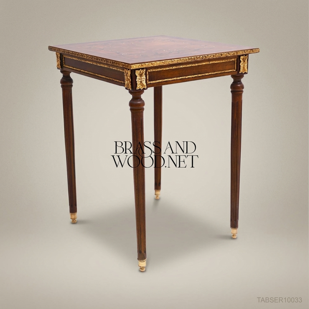 Louis XVI Nesting Service Tables – Marquetry & Brass Inlay Set of 4
