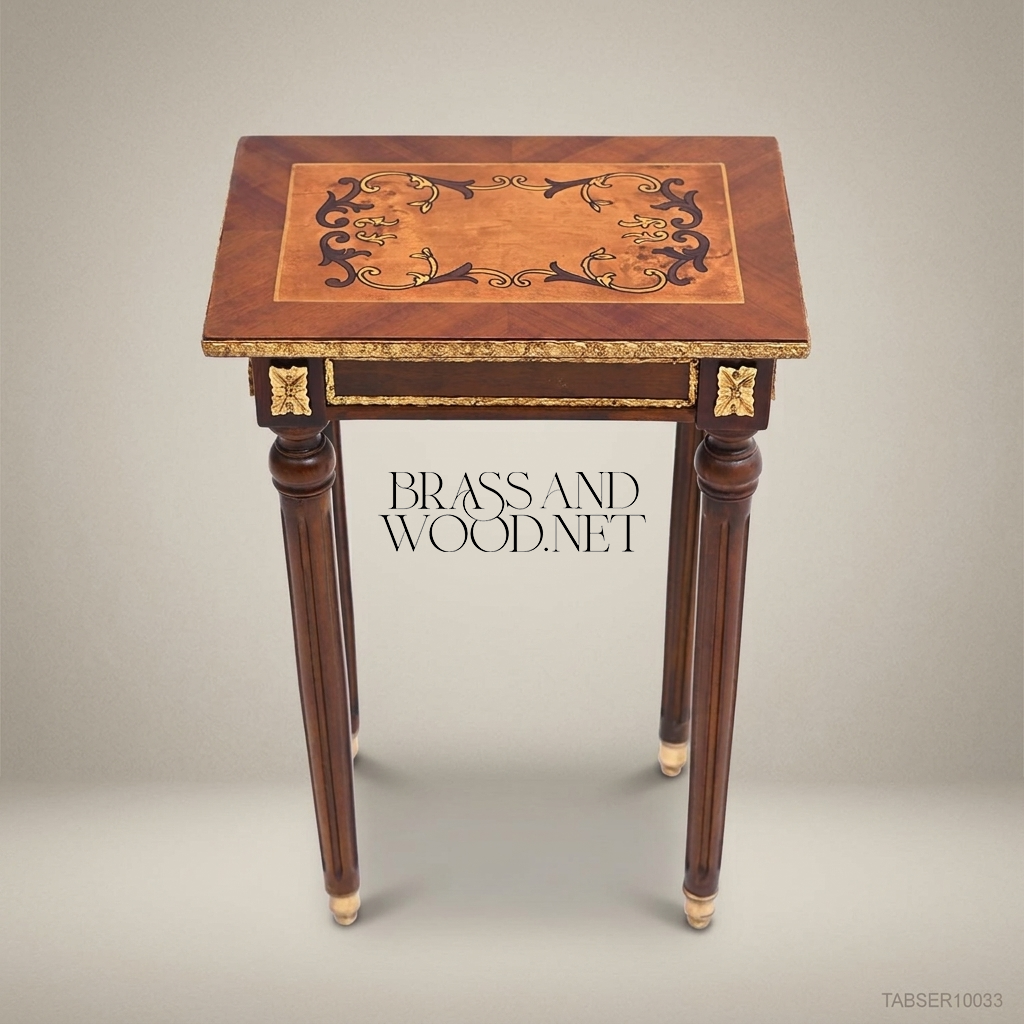 Louis XVI Nesting Service Tables – Marquetry & Brass Inlay Set of 4