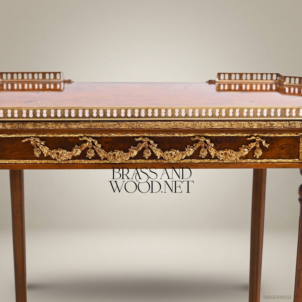 Louis XVI Nesting Service Tables – Marquetry & Brass Inlay Set of 4
