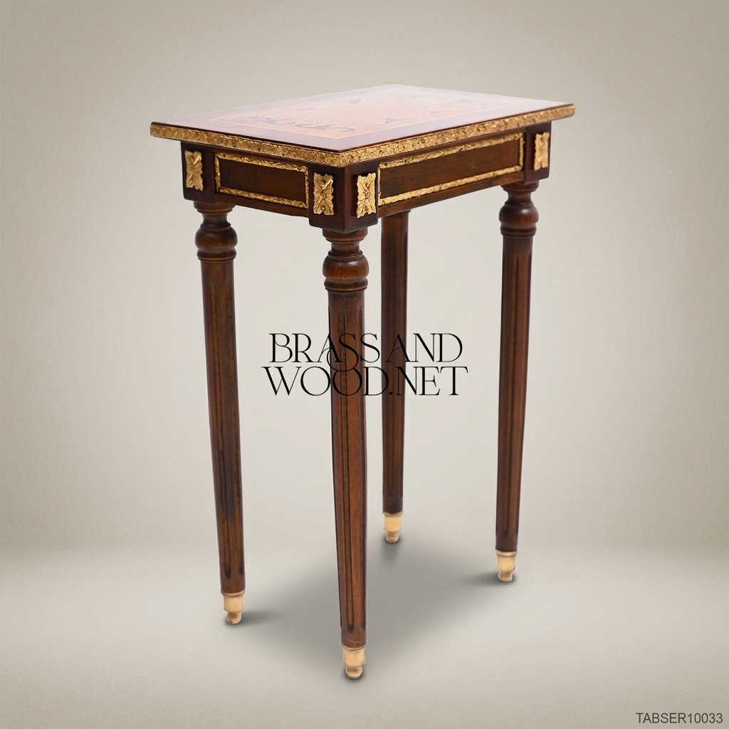 Louis XVI Nesting Service Tables – Marquetry & Brass Inlay Set of 4