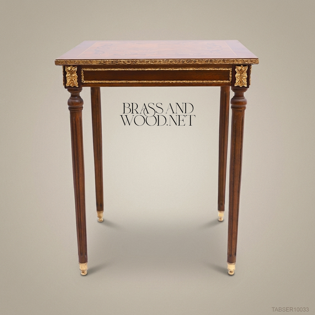 Louis XVI Nesting Service Tables – Marquetry & Brass Inlay Set of 4