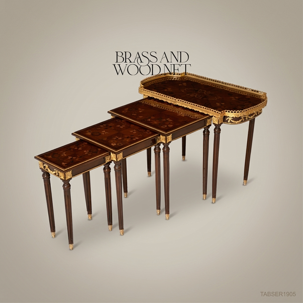 Louis XVI Nesting Service Tables – Marquetry & Gilt Bronze