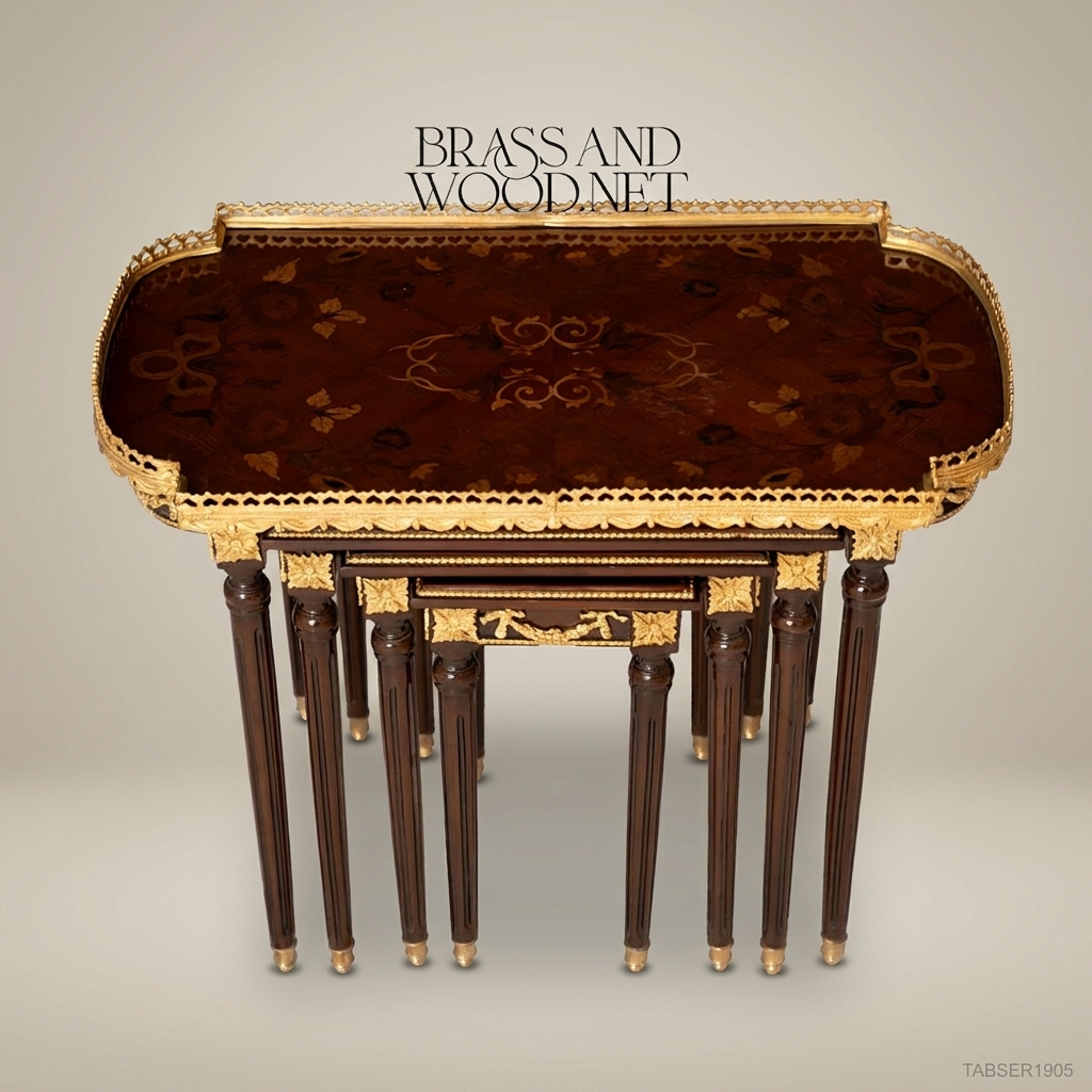 Louis XVI Nesting Service Tables – Marquetry & Gilt Bronze