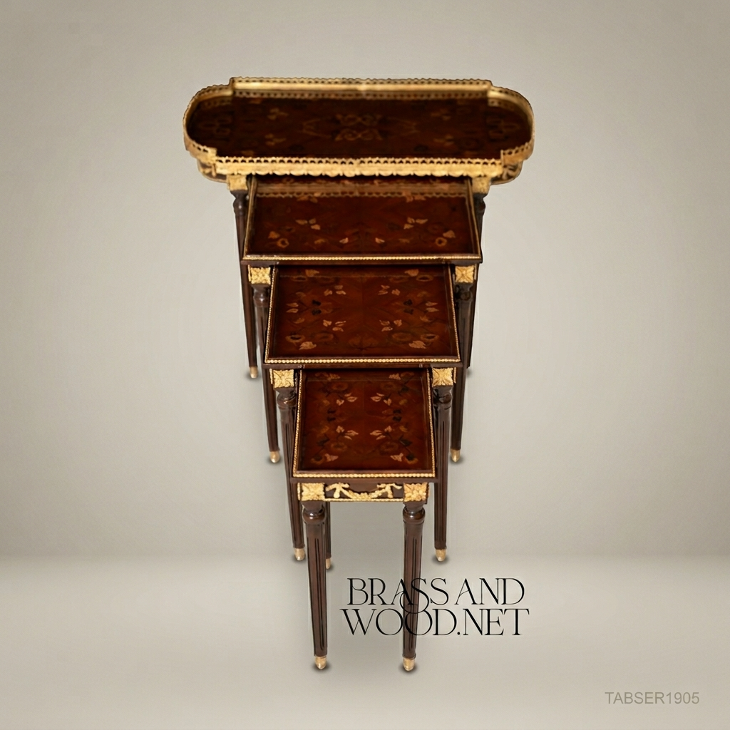 Louis XVI Nesting Service Tables – Marquetry & Gilt Bronze