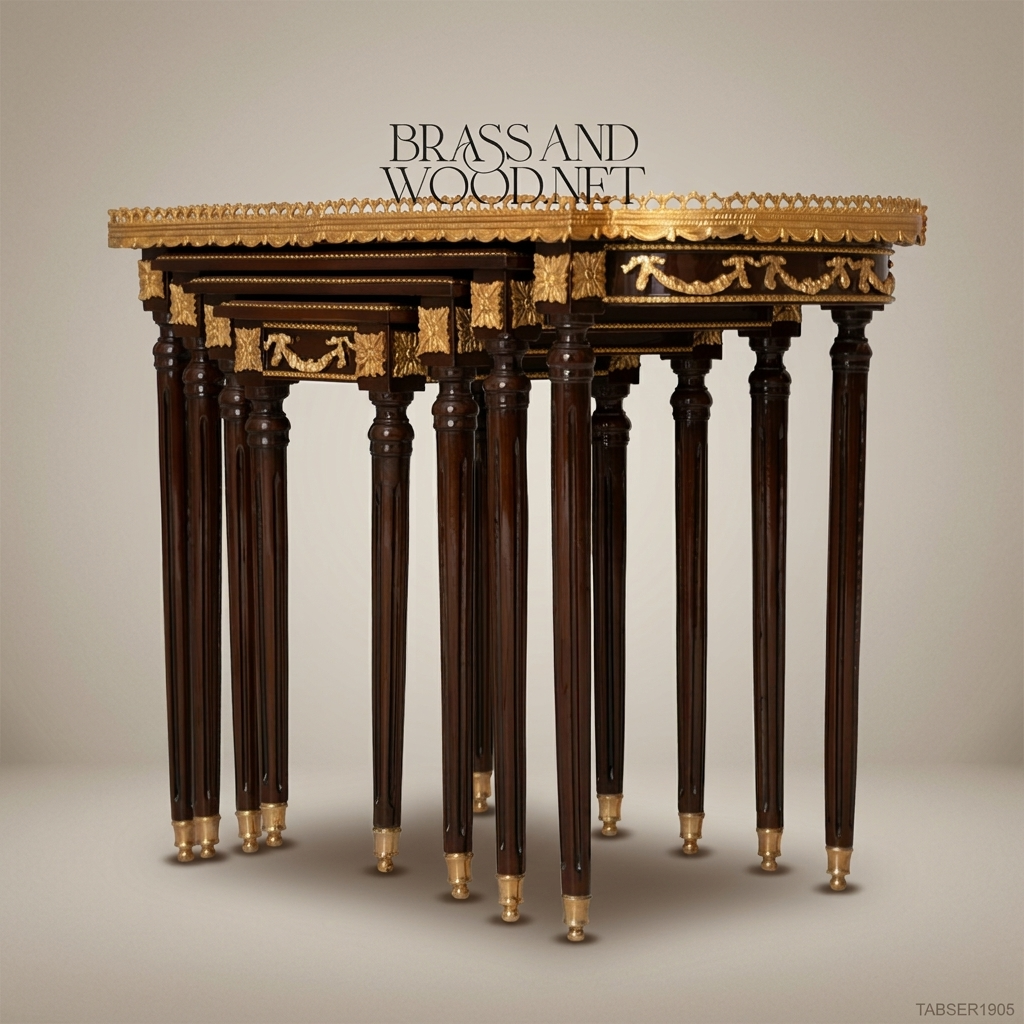 Louis XVI Nesting Service Tables – Marquetry & Gilt Bronze