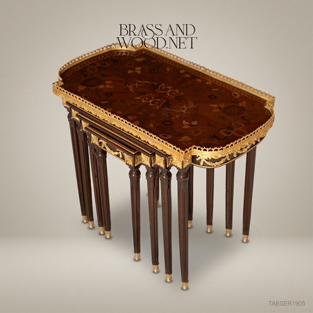 Louis XVI Nesting Service Tables – Marquetry & Gilt Bronze