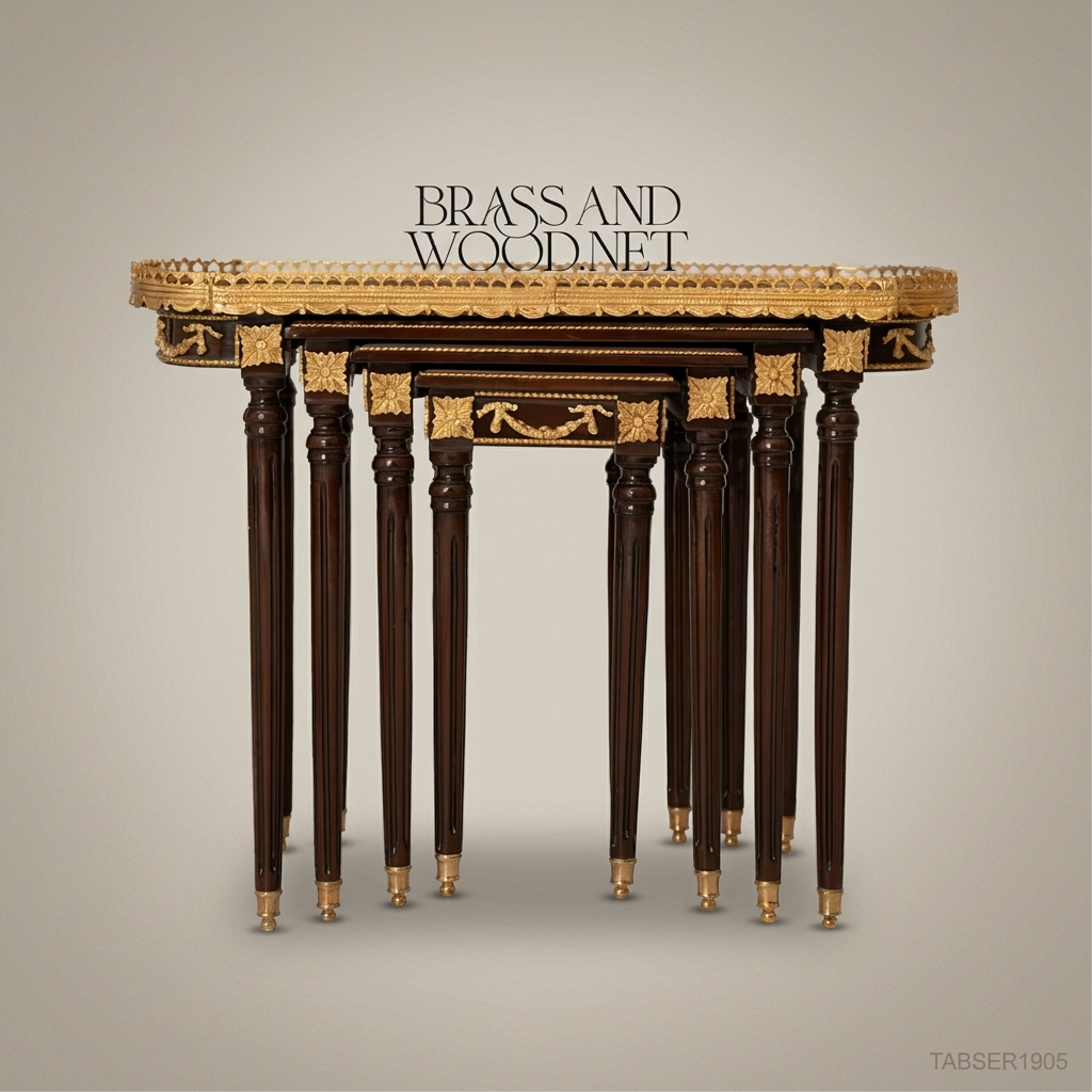 Louis XVI Nesting Service Tables – Marquetry & Gilt Bronze