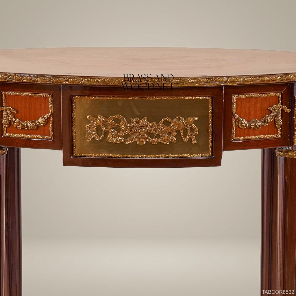 Louis XVI Oval Corner Table with Marquetry Top & Ormolu Mounts