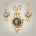 Louis XVI Rococo Brass Picture Frame Set with Ribbon Bow Crest & Acanthus Scrollwork — Gold