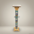 Louis XVI Sèvres-Style Porcelain & Gilt Brass Marble-Top Column Pedestal