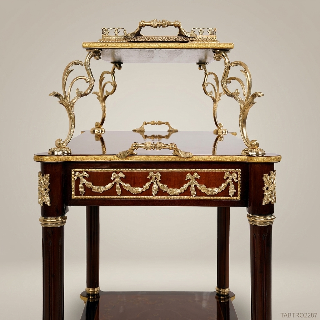 Louis XVI Tea Trolley – Mahogany & Gilt Bronze Marquetry