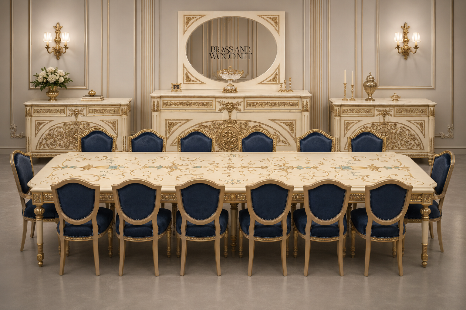 Louis XVI Gilt Carved Dining Suite