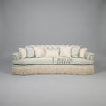 Napoleon III Capitonné Salon Sofa Button Tufted Back Floor-Length Fringe Valance Pale Mint Front View | Brass & Wood