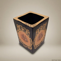 Rococo Cobalt & Gold Floral Medallion Ceramic Cachepot