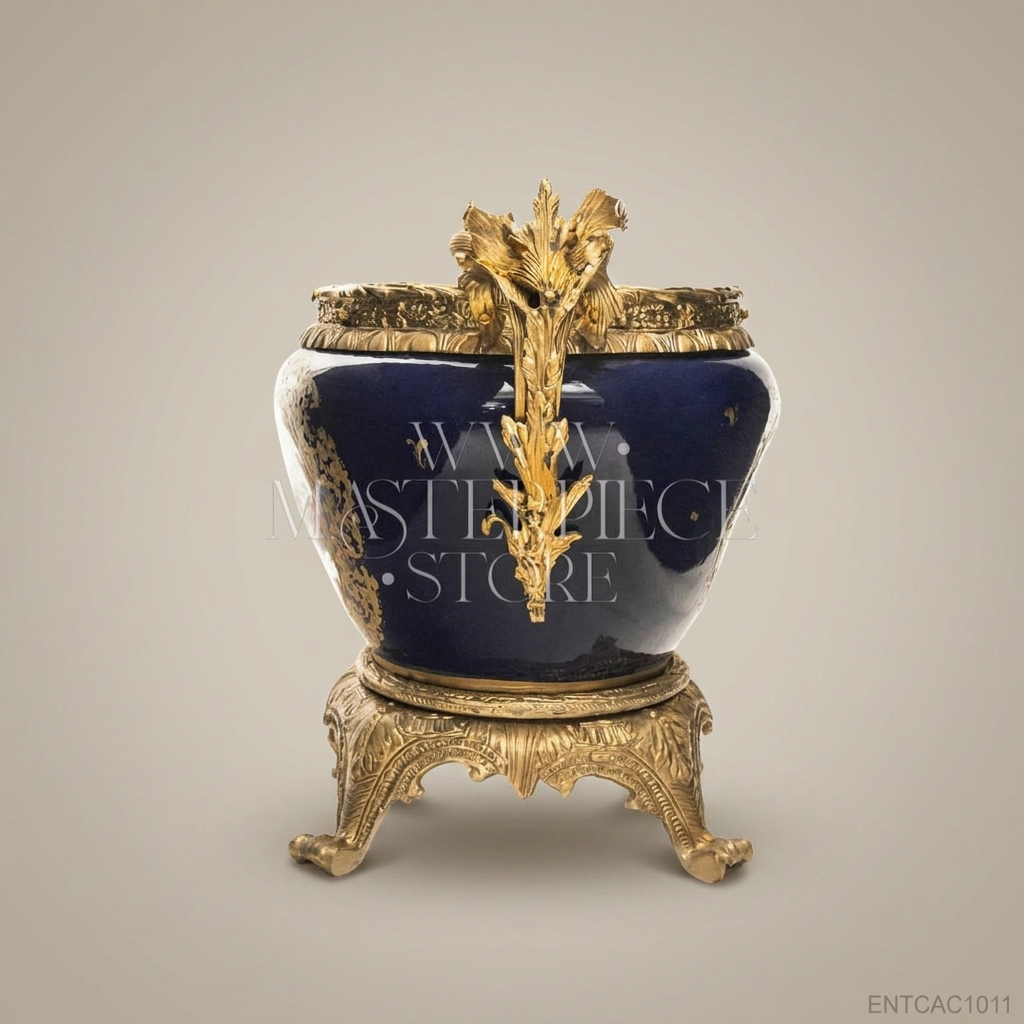 Napoleon III Sèvres-Style Cobalt Porcelain Jardinière with Gilt Bronze Mounts