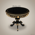 Napoleon III Ebonized Round Entry Table with Gilt Ormolu Laurel Swag Apron