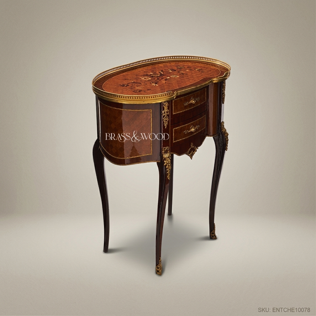 Louis XV Kidney-Shaped Side Table with Marquetry & Ormolu Mounts