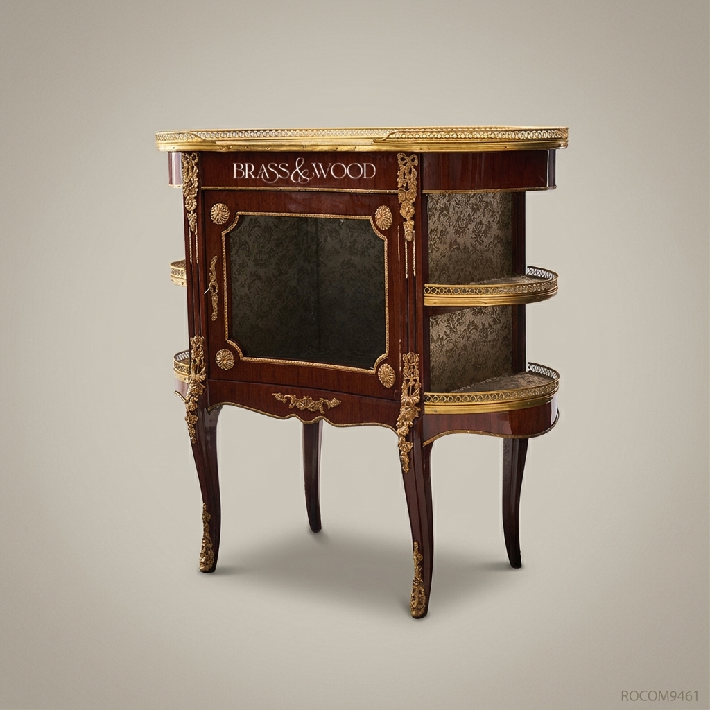 Louis XV Kidney-Shaped Vitrine Cabinet with Gilt Bronze Mounts
