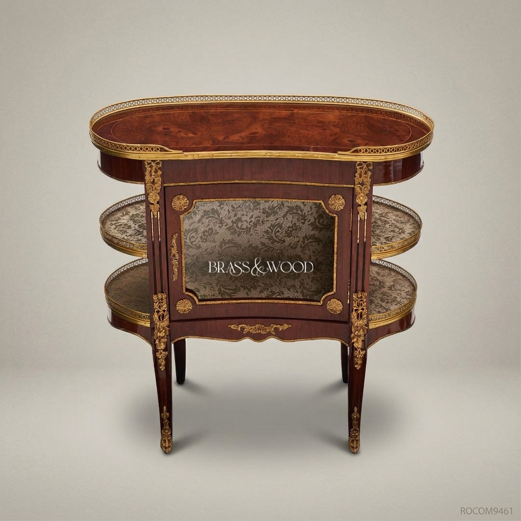 Louis XV Kidney-Shaped Vitrine Cabinet with Gilt Bronze Mounts