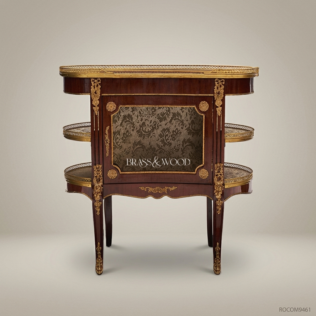 Louis XV Kidney-Shaped Vitrine Cabinet with Gilt Bronze Mounts