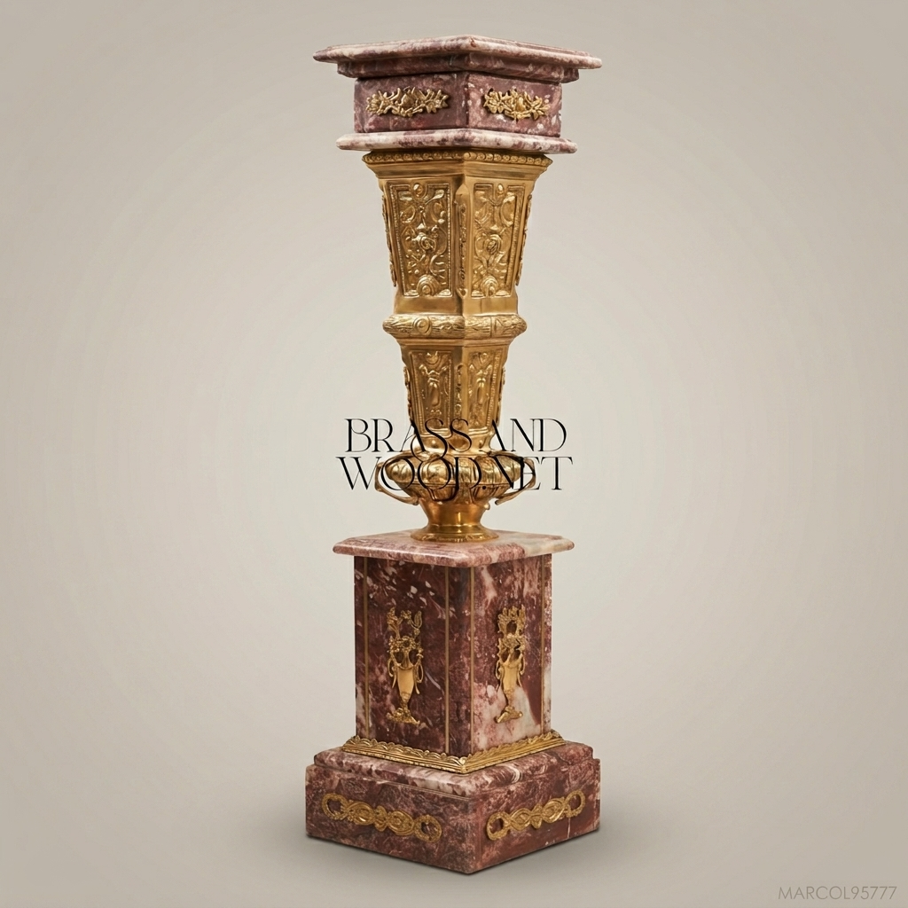 Napoleon III Marble & Gilt Bronze Pedestal Column
