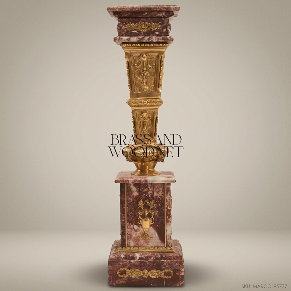 Napoleon III Marble & Gilt Bronze Pedestal Column