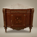 Louis XVI Neoclassical Corner Commode with Marquetry & Marble Top