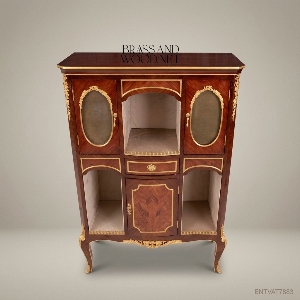 Napoleon III Marquetry Display Cabinet with Oval Glazed Panels & Gilt Bronze Mounts