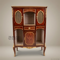 Napoleon III Marquetry Display Cabinet with Oval Glazed Panels & Gilt Bronze Mounts