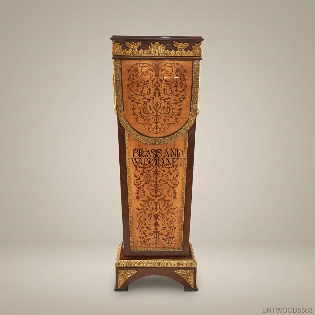Napoleon III Marquetry Display Pedestal with Gilt Bronze Mounts